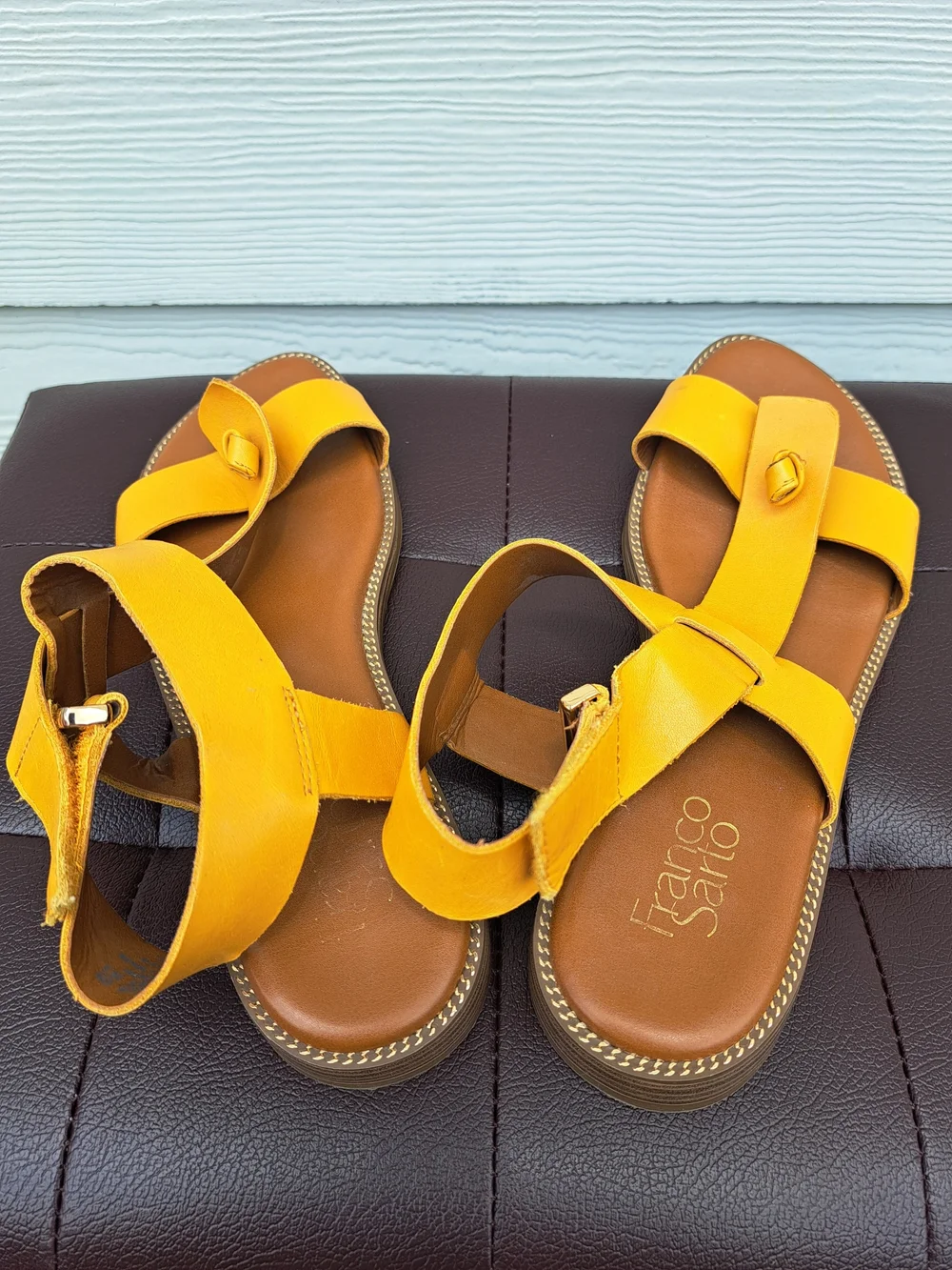 Franco Sarto Women's Yellow Leather Slingback Sandals